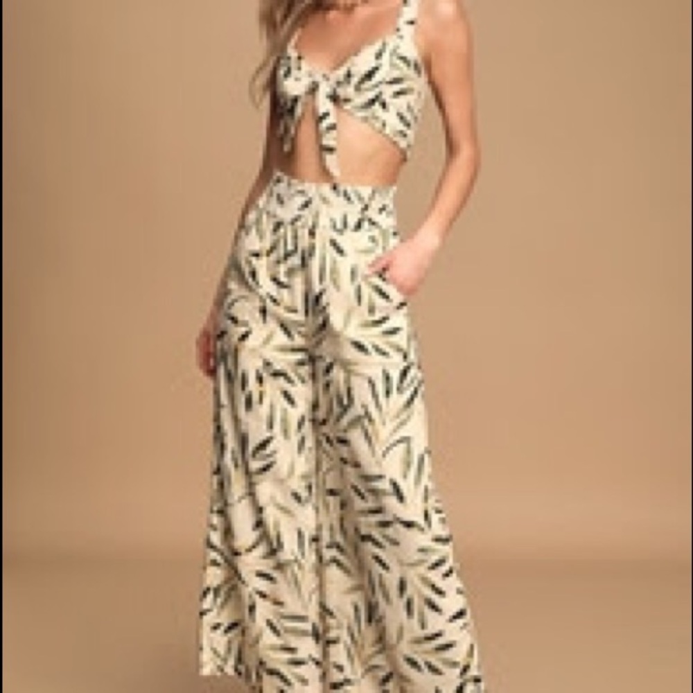 Lulus cream leaf pant